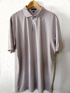 Peter Millar Crown Crafted Men’s Short-Sleeve Striped Golf Polo - size XL